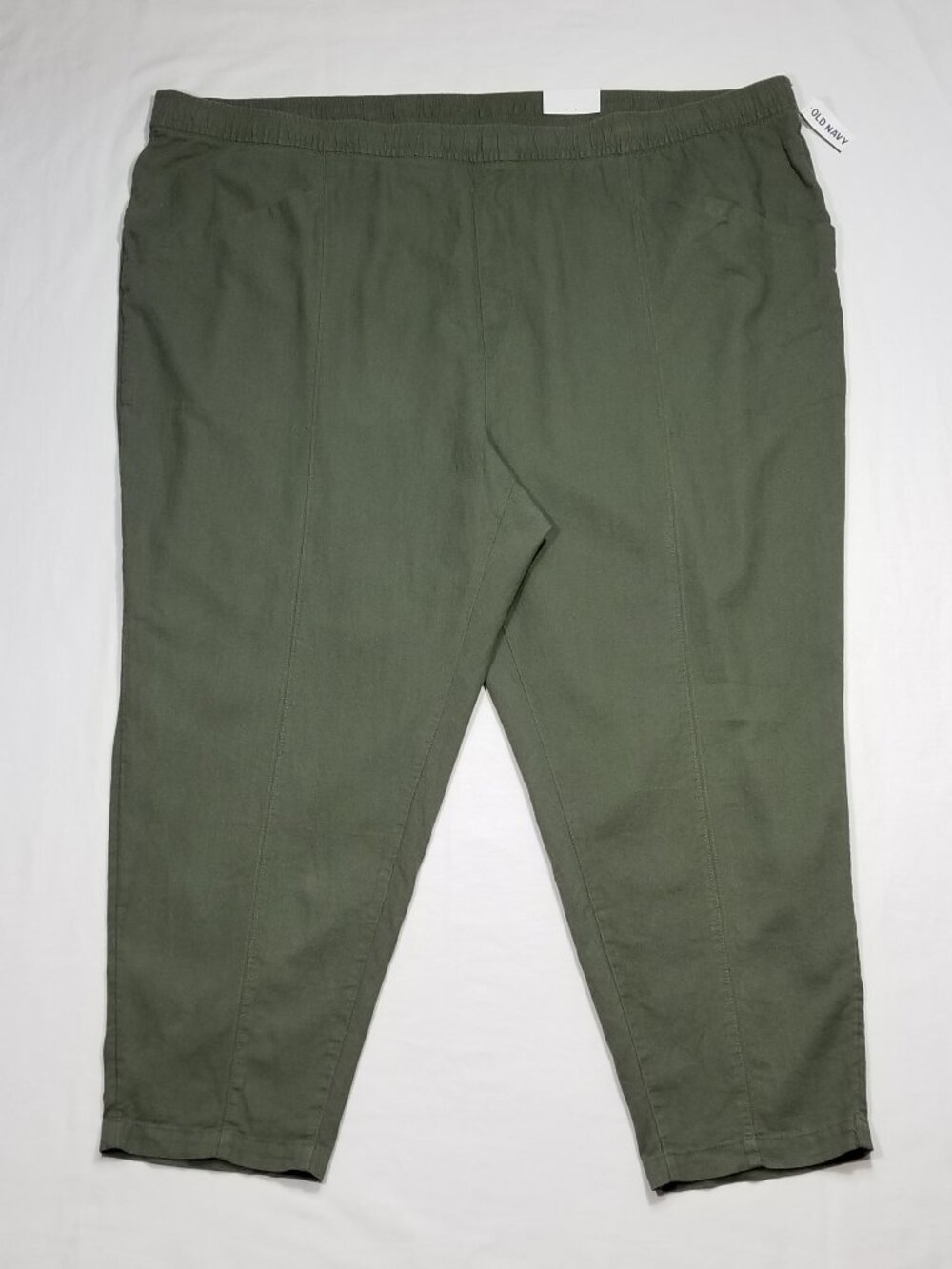 OLD NAVY Crop Pants Linen Blend Elastic Waist 7136E2MD